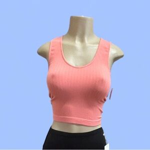 Coral Ribbed Crop Top